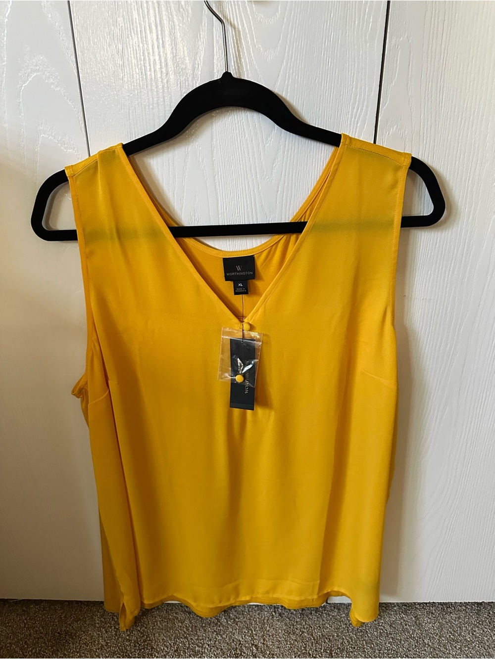 Worthington V-Neck Sleeveless Top - Golden Yellow